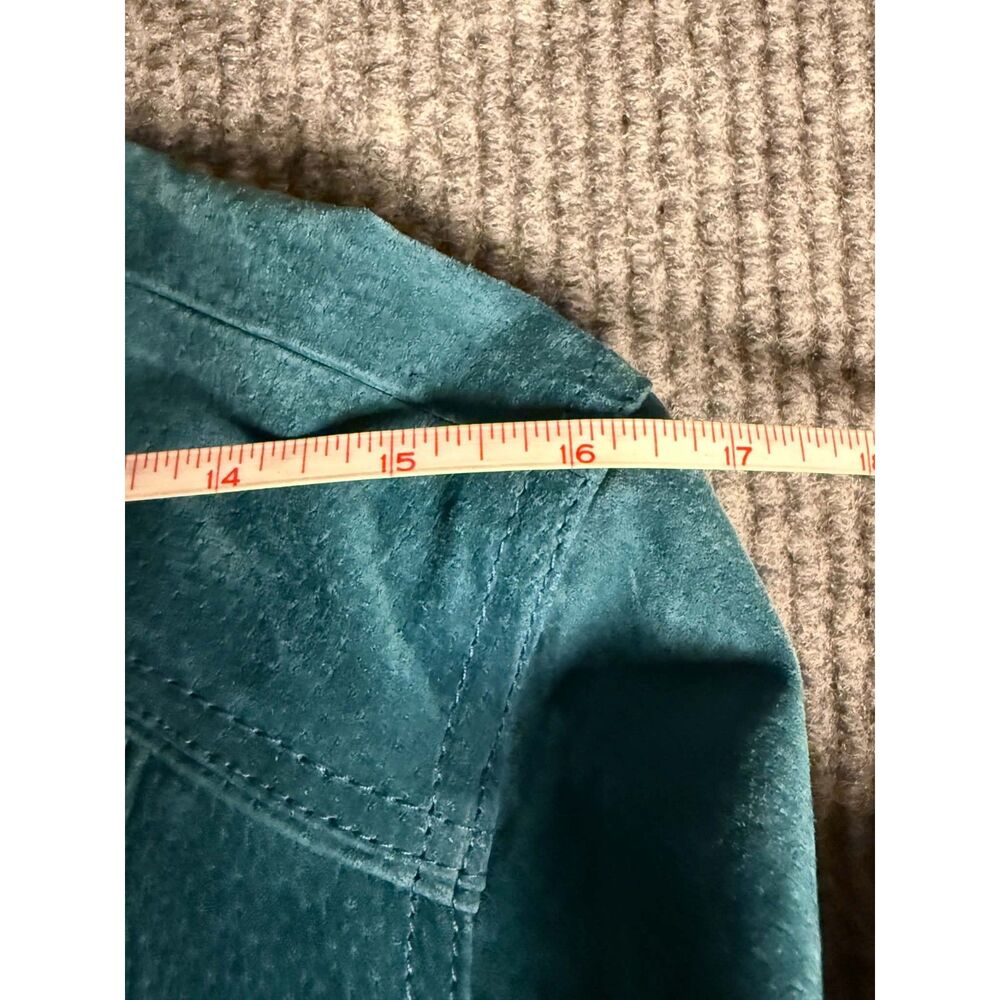 Vintage Dressbarn Teal Suede Leather Jacket - Size Large - Picture 8 of 10